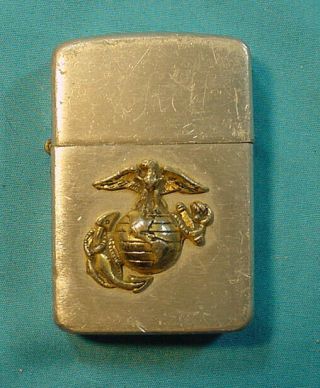 Vintage Us Marine Corps Crest Craft Aluminum Lighter Case Only Ega Usmc