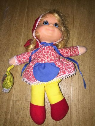 Vintage 1970s Mattel 10 " Baby Beans Red Riding Hood Baby Doll W/ Picnic Basket