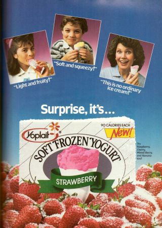 1987 Yoplait Soft Frozen Yogurt Retro Print Ad Vintage Advertisement 1980s