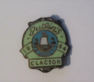 Vintage Enamel Butlins Pin Badge - Clacton 1954