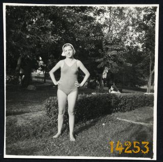 Vintage Photograph,  Sweet Girl Posing In Swimsuit,  1930’s Hungary