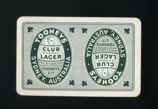 Vintage Aust.  Brewery Swap/playing Card Tooheys Club Export Lager Sydney Aust