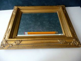 Antiqued Gold 14.  5 " X 12.  5 " Wood Framed Mirror Embellished Corners