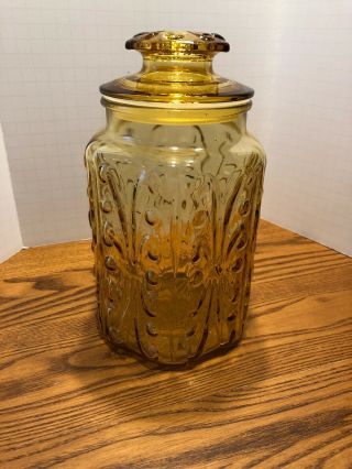 Vintage Amber Atterbury Scroll Canister 9 
