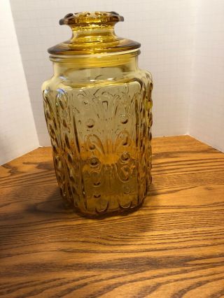 Vintage Amber Atterbury Scroll Canister 9 