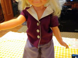 Vintage 1970 Ideal Velvet Doll Chrissy ' s Cousin Hair That Grows purple pant suit 3