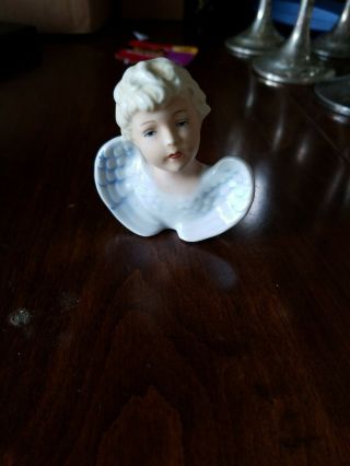 Vintage German Bisque Porcelain Angel Head Bust Figurine Orlik 2.  75 " Tall