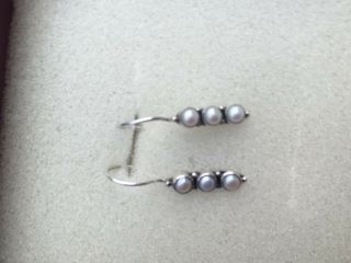 Vintage Sterling Silver 925 Pearl Hook Earrings