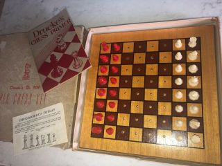 Vintage Drueke 904 Chess Set With Box - Chess Pimer Booklet & Papers
