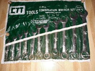Vintage Ctt Combination Wrench Set 11 Pc Sae