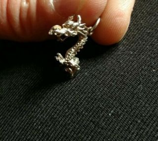 Vintage Sterling Silver Chinese Dragon Pendant Charm
