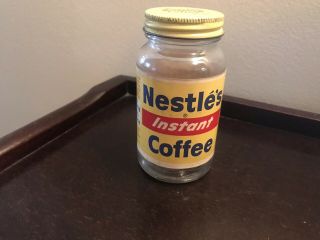 Vintage Nestle Nescafe Instant Coffee Glass Jar Metal Lid.