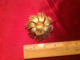 Vintage Large Monet Gold Tone Circular Tassel Design Brooch Pin Signed 4