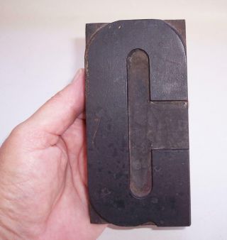Vintage Large Wooden Letterpress Printing Block Upper Case Letter G