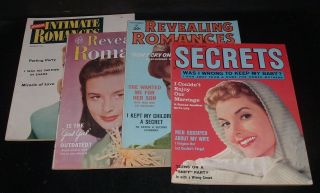 Lqqk 4 Vintage 1950s/1960s Romance Sleaze Magazines,  Secrets,  Intimate Romances