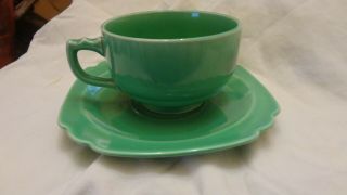 Vintage Homer Laughlin Riviera Fiesta Green Tea Cup & Saucer Set