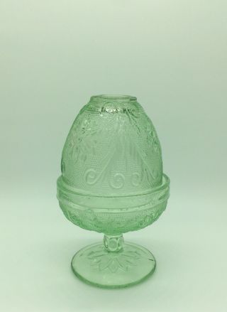 Vintage Tiara Indiana Green Sandwich Depression Glass Fairy Glo Candle Lamp