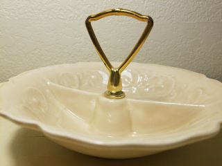 Vintage Calif Usa Divided Candy Nut Bowl Dish With Handle