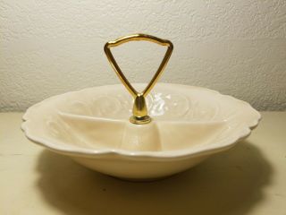Vintage CALIF USA Divided Candy Nut Bowl Dish With Handle 2