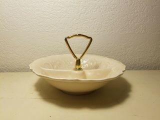 Vintage CALIF USA Divided Candy Nut Bowl Dish With Handle 5