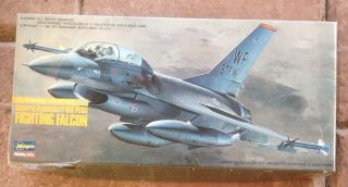 1987 Vintage Hasegawa F - 16 Fighting Falcon Jet Plane Model Kit Bag