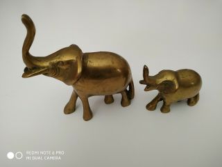 Small Vintage Brass Elephant Figurine,  Mid Century Animal Statue