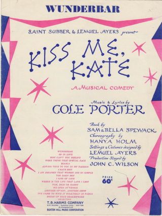 Wunderbar,  Kiss Me Kate,  Cole Porter,  Vintage Theatre Music,  1949