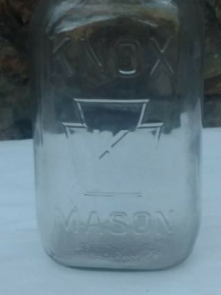 Vintage K in Keystone Knox Embossed Mason Fruit Glass Quart Canning Jam Jar 2