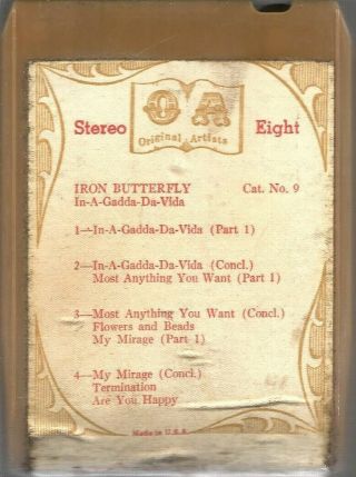 Iron Butterfly - In - A - Gadda - Da - Vida 8 - Track 1968 Psychedelic Rock Classic Vtg