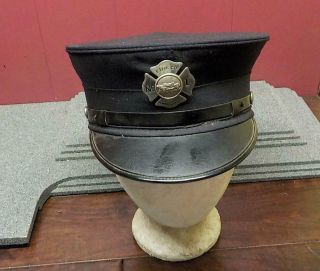 Vintage Firemens Dress Hat With Hat Badge Size 7