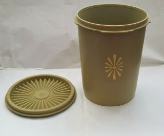 Vintage Tupperware Servalier Canister With Lid Avocado Olive Green 811 - 5