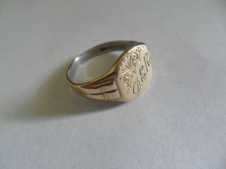 Vintage Art Deco 9ct Gold On Silver Gents Signet Ring,  Uk Size U,  Us Size 10 1/4.