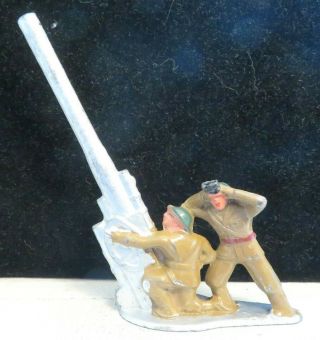 Vintage Barclay Lead Toy 2 Soldier Crew At Anti Aircraft Gun B - 223 Paint