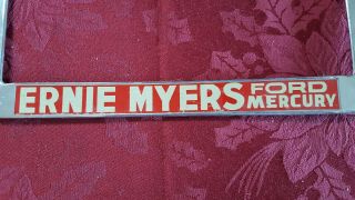 VINTAGE ERNIE MYERS FORD MERCURY CHROME RED LICENSE PLATE FRAME GREENVILLE OHIO 2