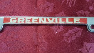 VINTAGE ERNIE MYERS FORD MERCURY CHROME RED LICENSE PLATE FRAME GREENVILLE OHIO 3