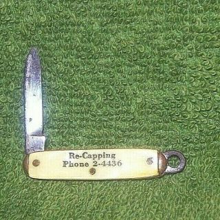 Vintage Miniature Pocket Knife,  Mother Of Pearl Handle,  Advertising