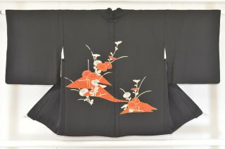 Vintage Silk Kimono Jacket:embroidered Standing Chrysanthemum@kt91