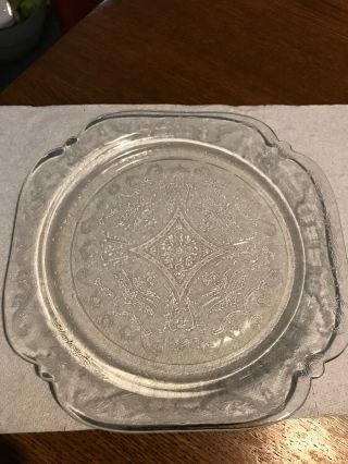 Vintage Federal Glass Clear Madrid Lace Pattern 10.  25” Dinner Plate