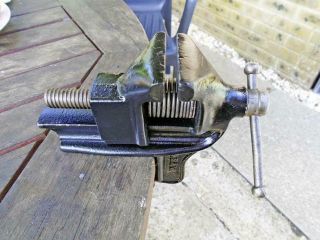 Vintage Peck,  Stow & Wilcox,  Usa Cast Iron 2 " Jaw Adjustable Small Table Vice