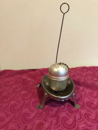 Rare Vintage Tea Infuser Strainer With Infuser Resting Stand.