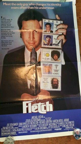 Fletch 1984 Chevy Chase Movie Poster 27 X 41 Vintage