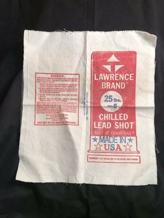 Vintage Shotgun Lawrence Brand 25 Lbs No.  8 Chilled Lead Shot Bag Unstitched