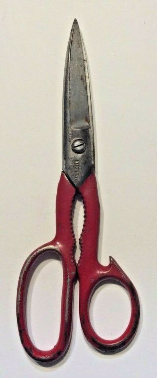 Vintage Kitchen Scissors Shears Red Heavy Duty Made In Usa Kitchen Poultry