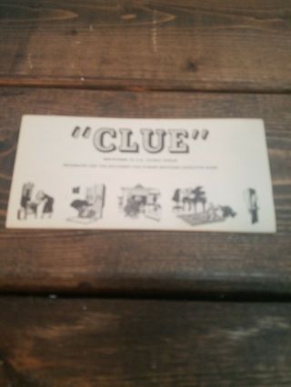 Vintage " Clue " Parker Bros.  Board Game Instruction Sheet (only) ©1949 1950