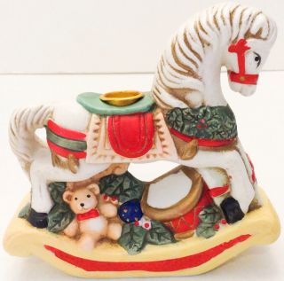 Vintage Giftco Christmas Rocking Horse Candle Holder Figurine