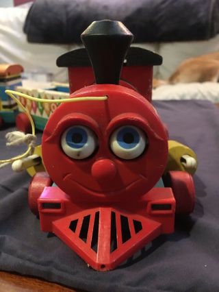 Vintage 1963 Fisher Price Huffy Puffy Train 999.  Wood Pull Toy.