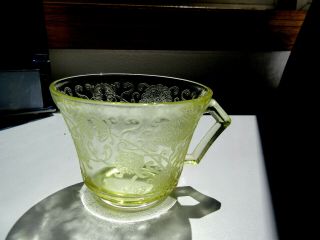 Vintage Florentine Poppy 2,  Yellow Cup,  Depression Glass,  Hazel Atlas