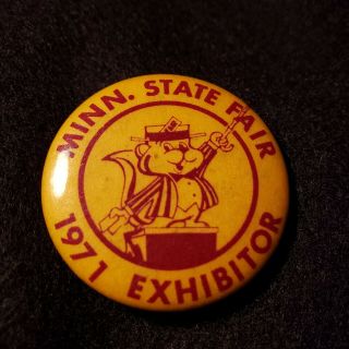 Vintage 1971 Minnesota State Fair Minn.  Gopher Maroon & Gold Exhibitor Pin