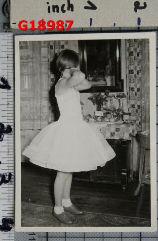 1950s Vintage Photo Cute Little Girl In Ballet Dress