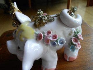 Vintage Ceramic Pink Pig Piggy Bank Flowers Lefton China